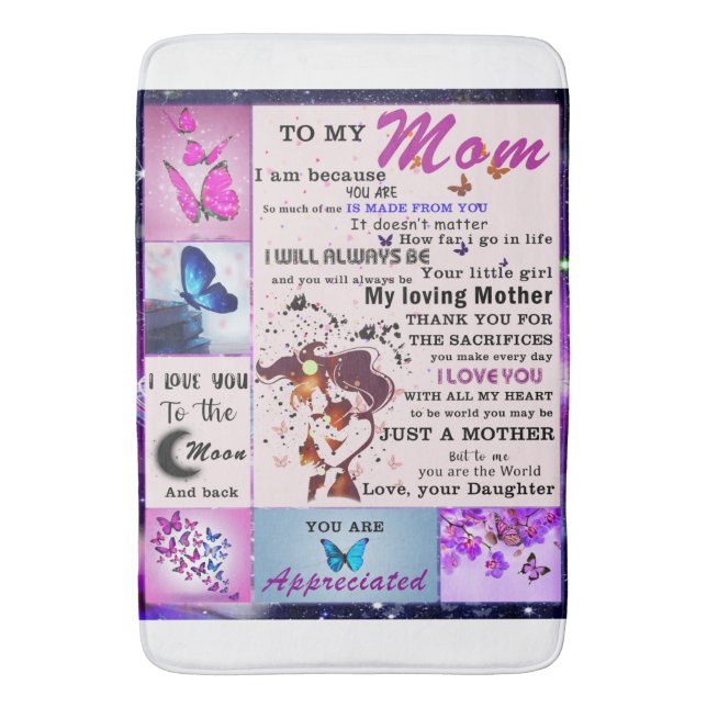Personalised To My Mum From Daughter Bath Mat (Front Vertical)