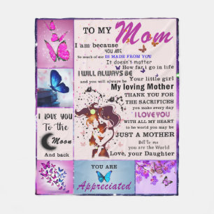 Personalised To My Mum From Daughter Fleece Blanket