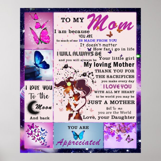 Personalised To My Mum From Daughter Poster (Front)