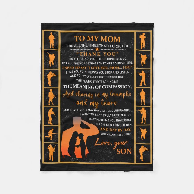 Personalised To My Mum From Son, Fleece Blanket (Front)