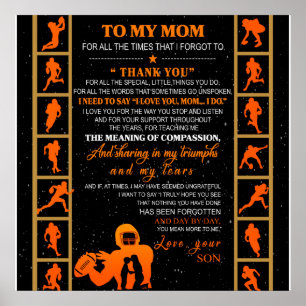 Personalised To My Mum From Your Son Baseball Play Poster