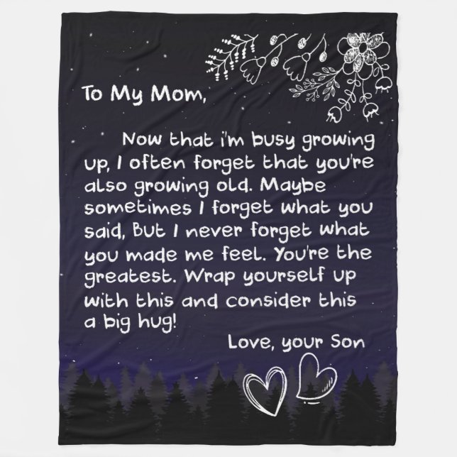 Personalised To My Mum Love Letter From Son Fleece Blanket (Front)