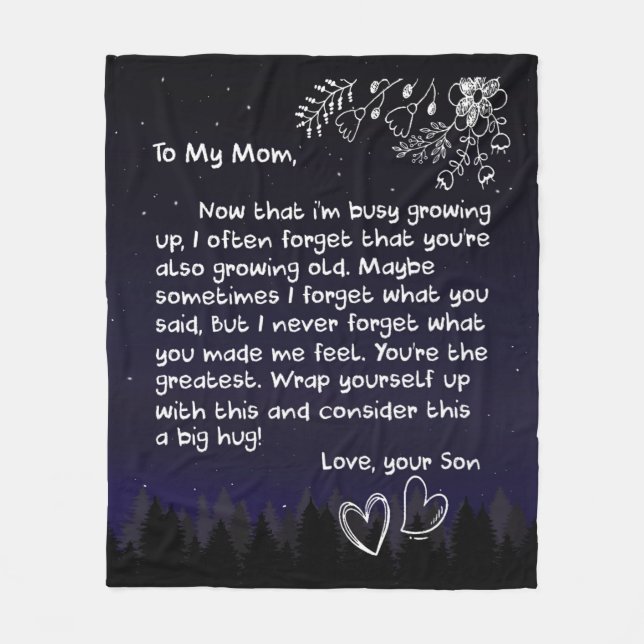 Personalised To My Mum Love Letter From Son Fleece Blanket (Front)