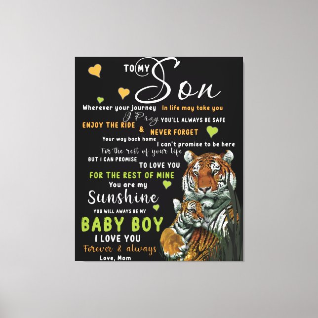 Personalised To My Son From Love Mum Canvas Print (Front)