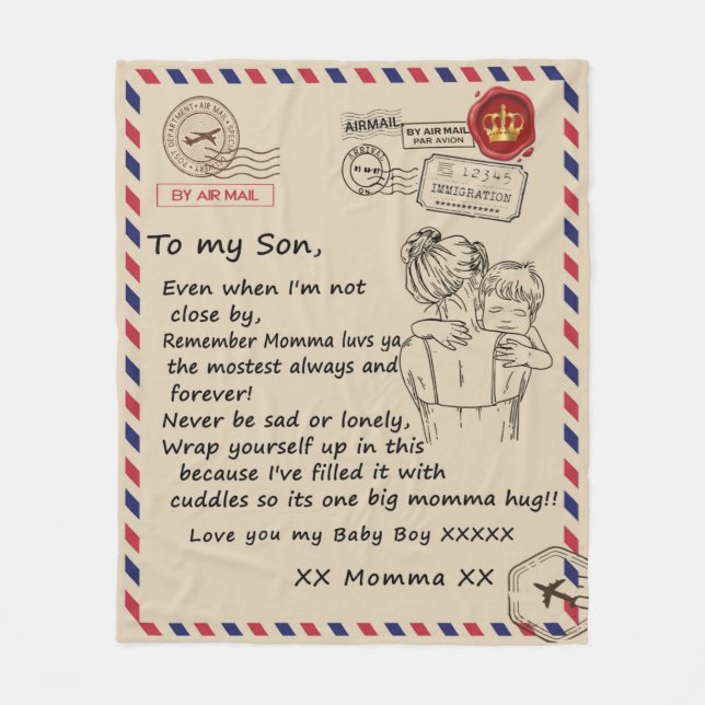 Personalised To My Son, Letter From Mum Blanket (Front)