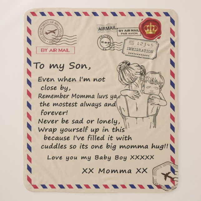 Personalised To My Son, Letter From Mum Blanket (Front)