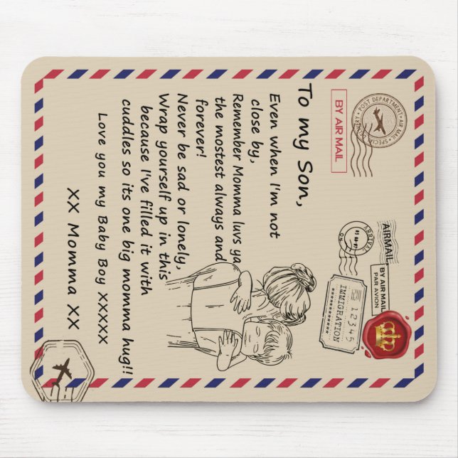 Personalised To My Son, Letter From Mum Blanket Mouse Mat (Front)
