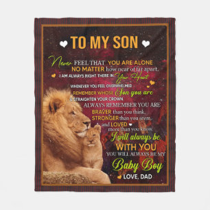 Personalised To My Son Lion, Love Letter From Dad Fleece Blanket