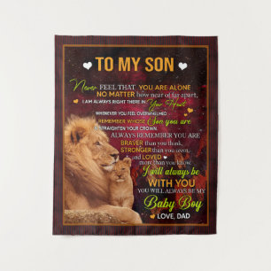 Personalised To My Son Lion, Love Letter From Dad Tapestry