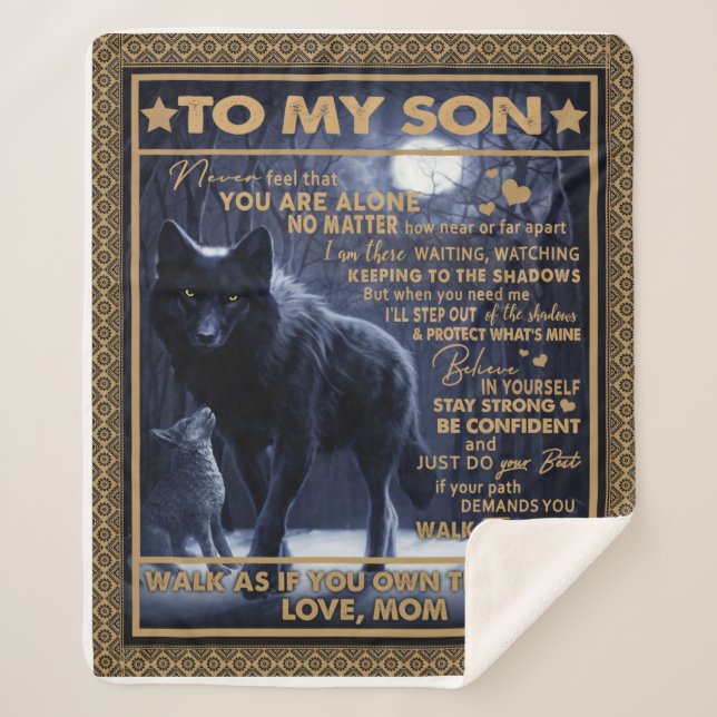 Personalised To My Son, Son Birthday Gift Sherpa Blanket (Front)