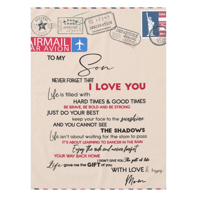 Personalised To My Son, Son Birthday Gift Tablecloth (Front)