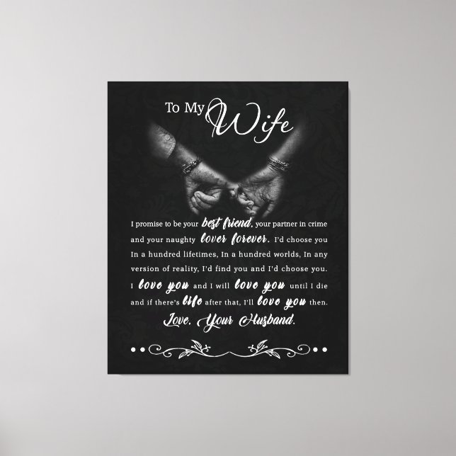 Personalised To My Wife Blanket Canvas Print (Front)