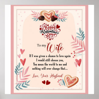 Personalised To My Wife Happy Valentine Day Poster