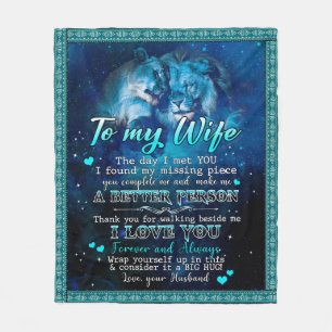Personalised To My Wife Love From Husband Lion Fleece Blanket