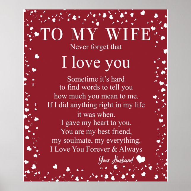 Personalised To My Wife Love From Husband Poster (Front)