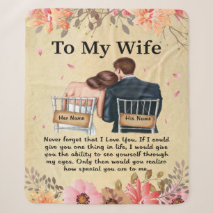 Personalised To My Wife Love From Husband Vintage Sherpa Blanket