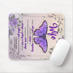 Personalised To My Wife Purple Butterfly Mouse Mat