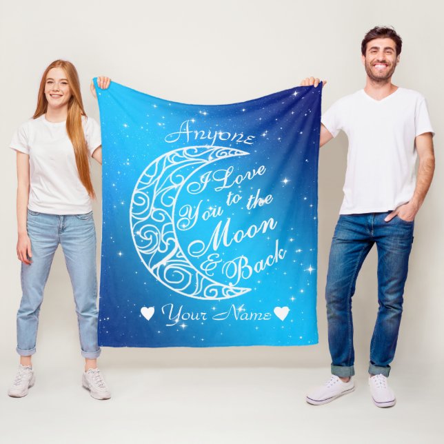 Personalised To The Moon and Back Fleece Blanket (In Situ)