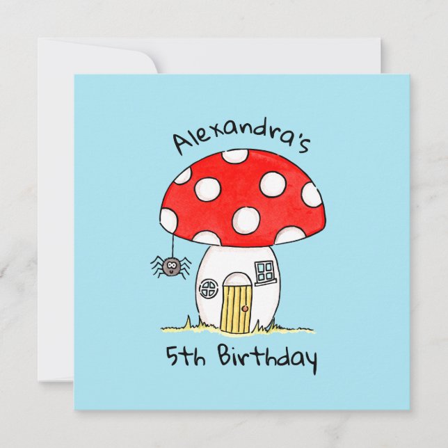 Personalised Toadstool & Spider Invitation (Front)