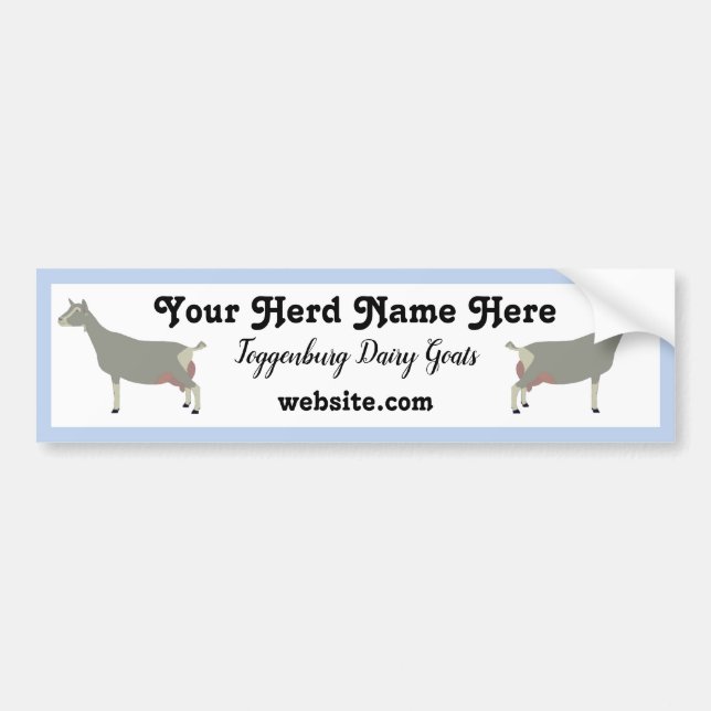 Personalised Toggenburg Dairy Goat Bumper Sticker (Front)