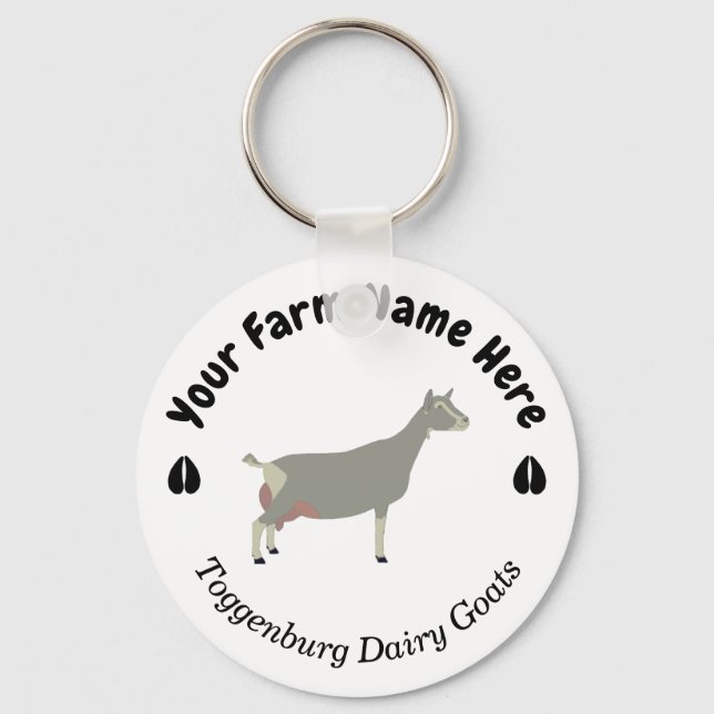 Personalised Toggenburg Dairy Goat Key Ring (Front)