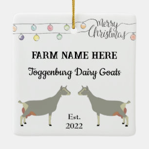 Personalised Toggenburg Dairy Goat White Christmas Ceramic Ornament