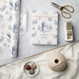 Personalised Toile Wedding Style Custom Name Gift Wrapping Paper