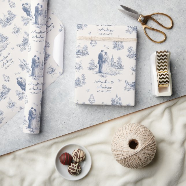 Personalised Toile Wedding Style Custom Name Gift  Wrapping Paper (Crafts)