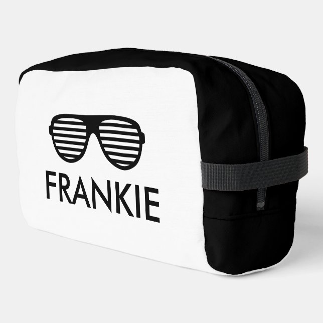 Personalised toiletry bag with sunglasses logo (Left Corner)