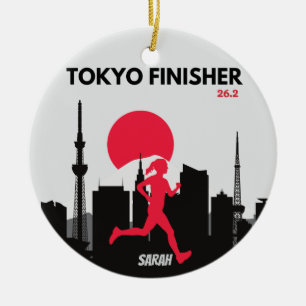 Personalised Tokyo Marathon Finisher, Run Tokyo Ceramic Tree Decoration