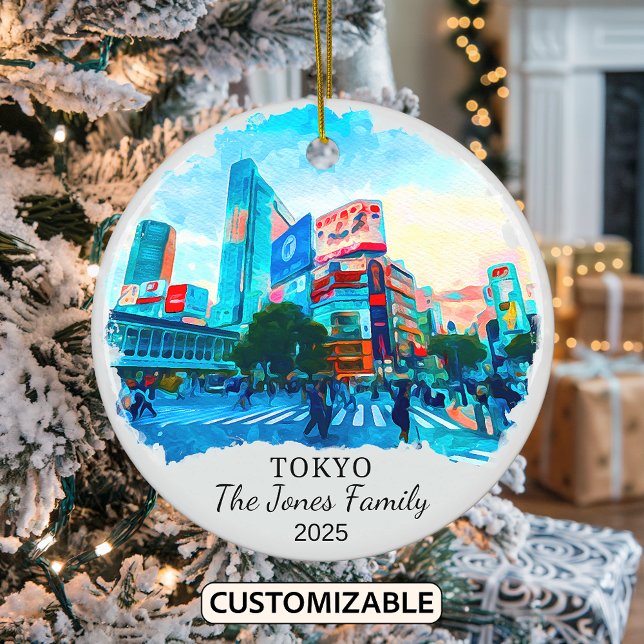 Personalised Tokyo Ornament, Japan Gift Ceramic Tree Decoration (Creator Uploaded)