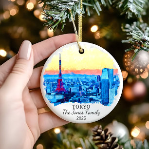 Personalised Tokyo Ornament, Japan Gift Ceramic Tree Decoration