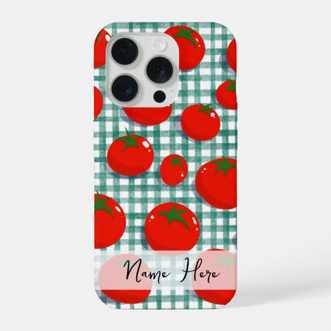 Personalised Tomato on Green Gingham Phone Case –  (Back)