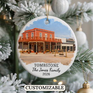 Personalised Tombstone Ornament, Custom Arizona Ceramic Tree Decoration