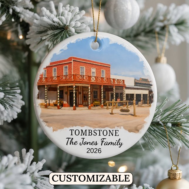 Personalised Tombstone Ornament, Custom Arizona Ceramic Tree Decoration (Creator Uploaded)