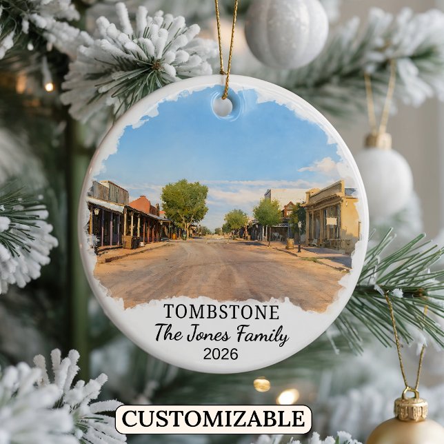 Personalised Tombstone Ornament, Custom Arizona Ceramic Tree Decoration (Creator Uploaded)