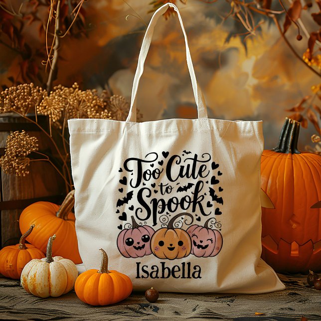 Personalised Too Cute Pumpkin Trick Or Treat Candy Tote Bag (Creator Uploaded)