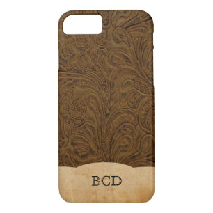 Personalised Tooled Leather Look Rustic Country iPhone 8/7 Case