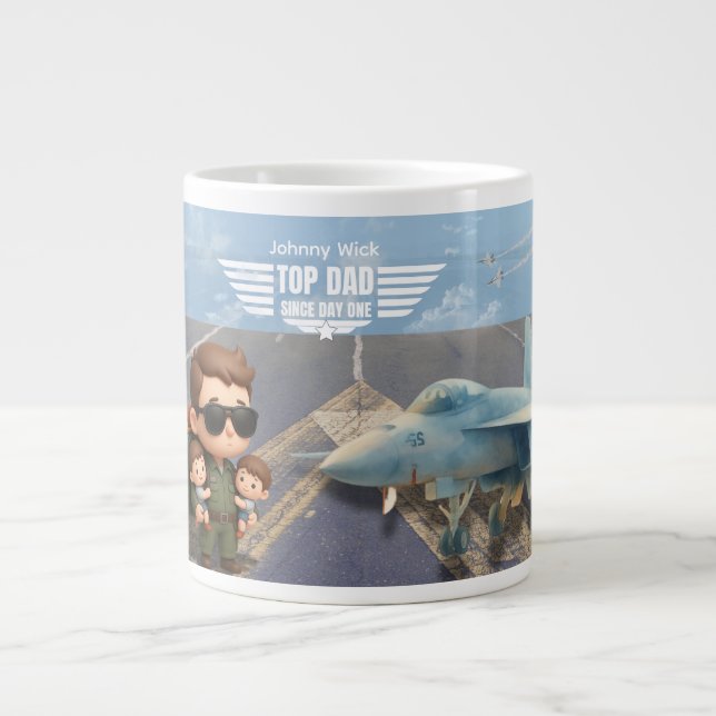 Personalised Top Dad Gift For Father/Funny Dad’s Large Coffee Mug (Front)