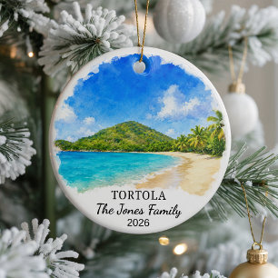 Personalised Tortola Ceramic Ornament, Custom Brit Tree Decoration