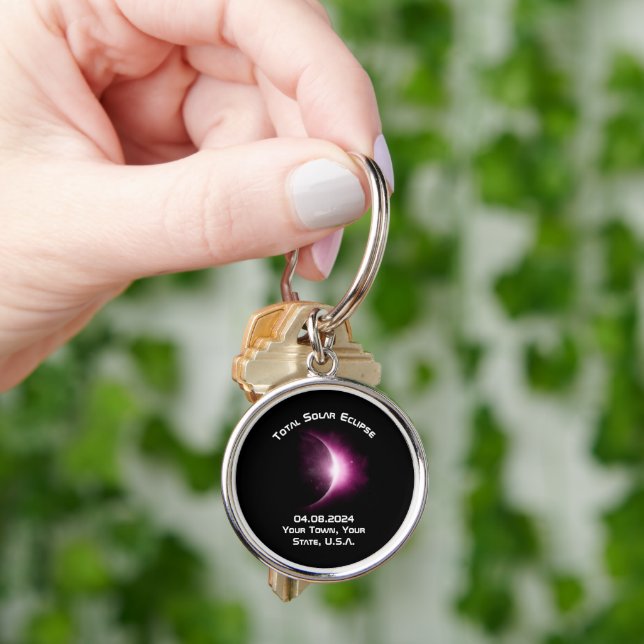 Personalised TOTAL SOLAR ECLIPSE 2024 Souvenir Key Ring (Hand)