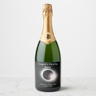 Personalised Total solar eclipse 2024 Sparkling Wine Label