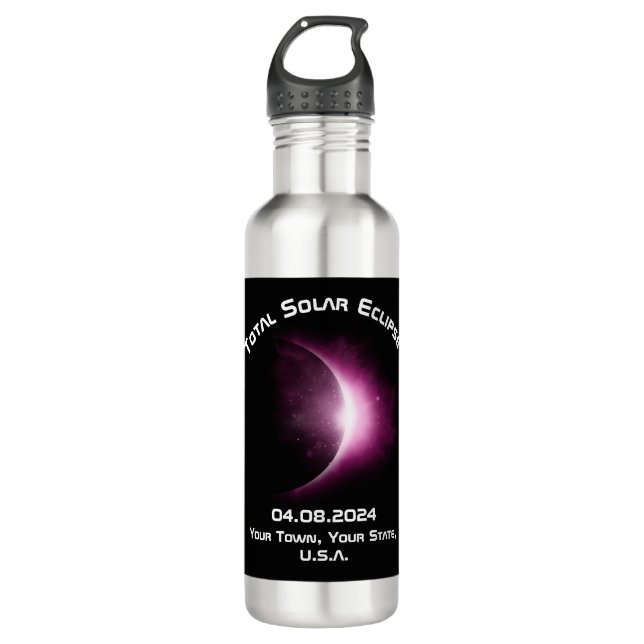 Personalised TOTAL SOLAR ECLIPSE 2024 Travel  710 Ml Water Bottle (Front)