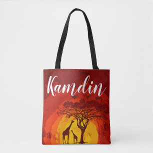 Personalised Tote Bag African Safari Giraffe Sun