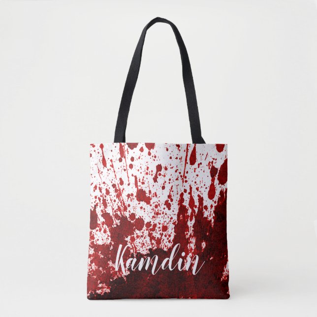 Personalised Tote Bag Blood Splatter Vampire Gothi (Front)