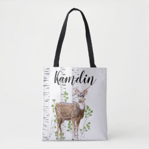 Personalised Tote Bag Deer Doe Woodland Buck