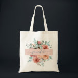Personalised Tote Bag, Floral Tote Bag. Bridesmaid Bag<br><div class="desc">Beautiful personalised gift. Ability to add your name and to change name's and rectangular stripe colour to any other colour you like by selecting customise. Coordinating products available. Part of our "Ethereal in Blush Peach" wedding and events collections.</div>
