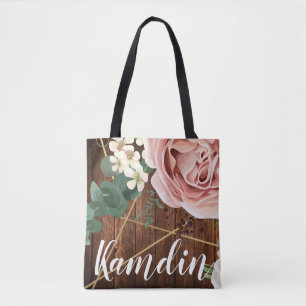 Personalised Tote Bag Geometric Garden Rose Barn