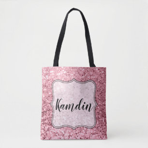 Personalised Tote Bag Rose Gold Glitter