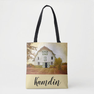 Personalised Tote Bag Sunset Barn Country Rustic F